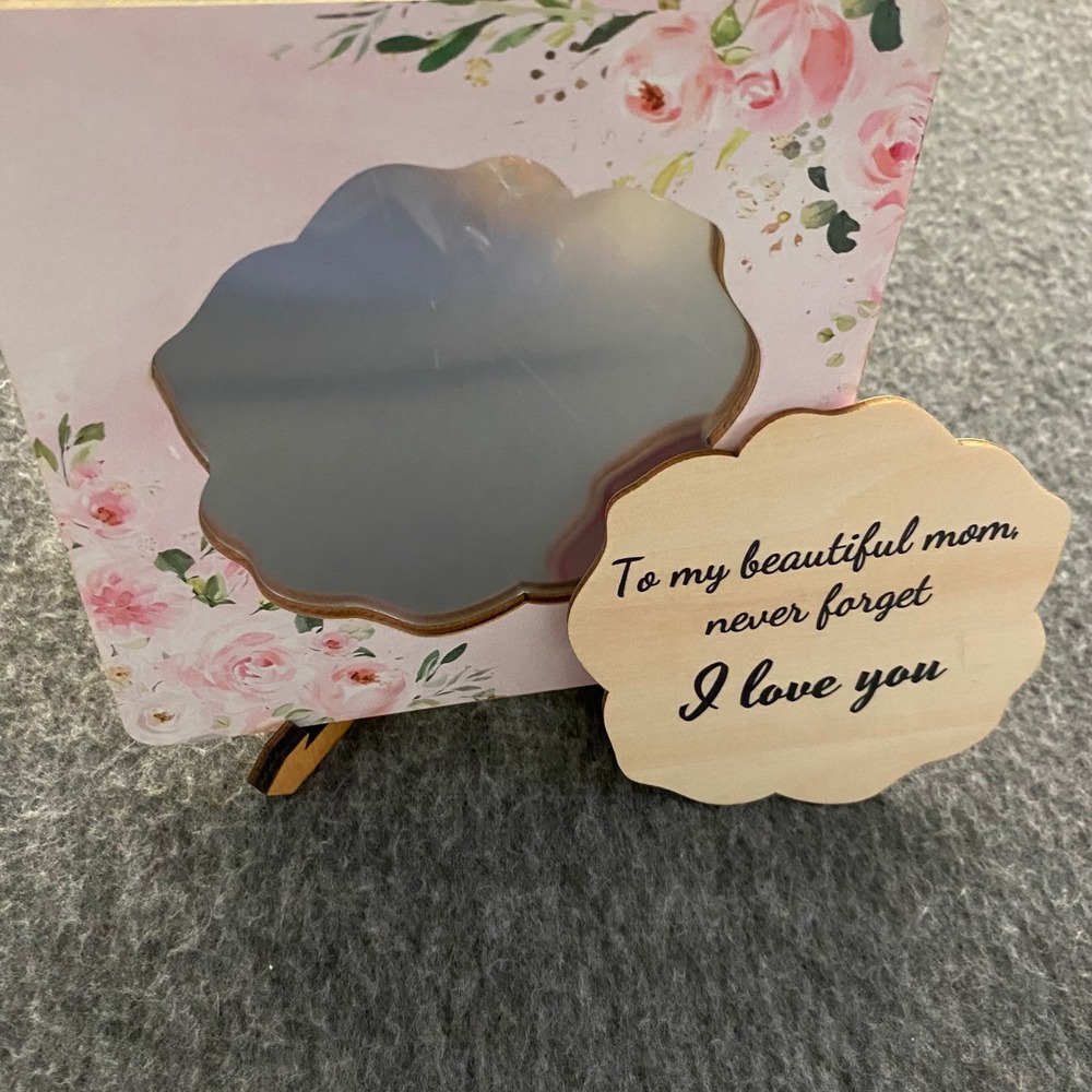Wooden Rose Mirror Plaque Best Mom Ever Gift Floral Tabletop Decor with Stand